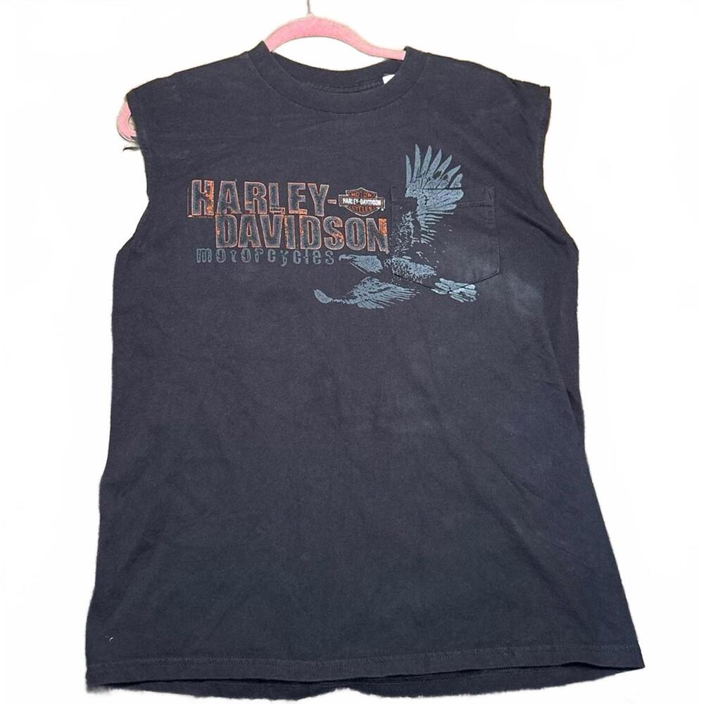 Harley Davidson Men's Black and Grey Vests-tanks-cami